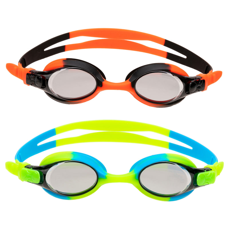 Kids Swim Goggle (Green Blue & Red Black), 2 Pack