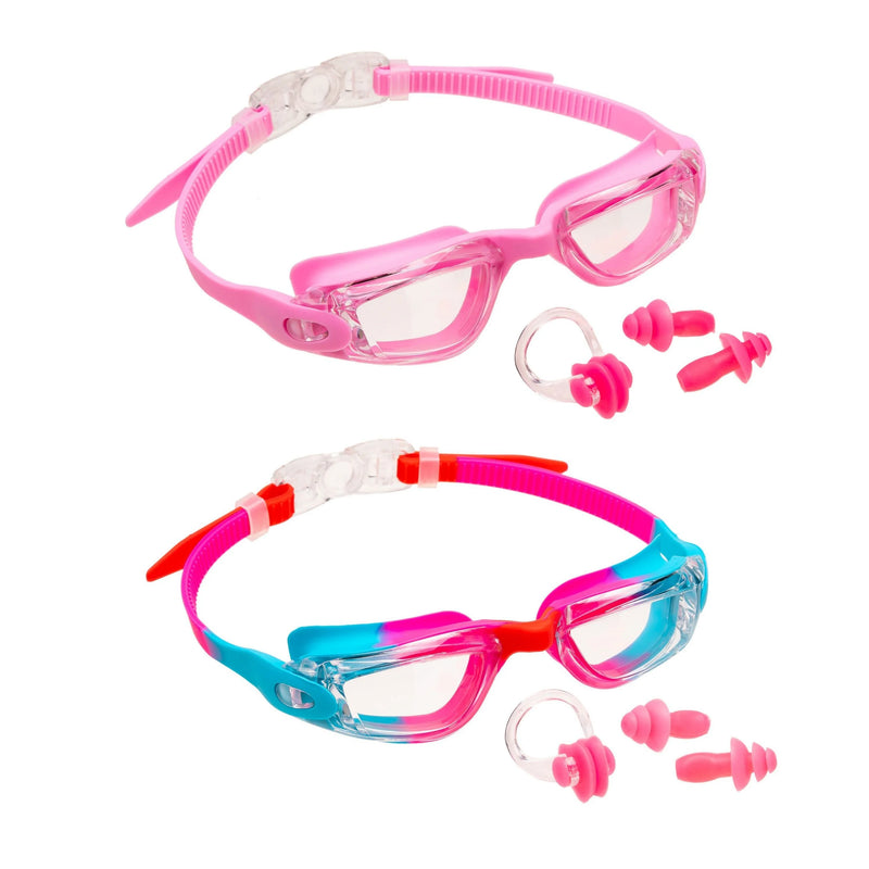 2 Pack Kids Swimming Goggles (Rose & Pink)