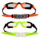 2 Pack Kids Swimming Goggles (Red Black & Green Black)