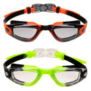 2 Pack Kids Swimming Goggles (Red Black & Green Black)