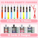12Pcs Kids Valentines Cards with Large glow sticks-Classroom Exchange Gifts