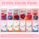 12Pcs Play Foam Animal shape theme with Valentines Day Cards for Kids-Classroom Exchange Gifts