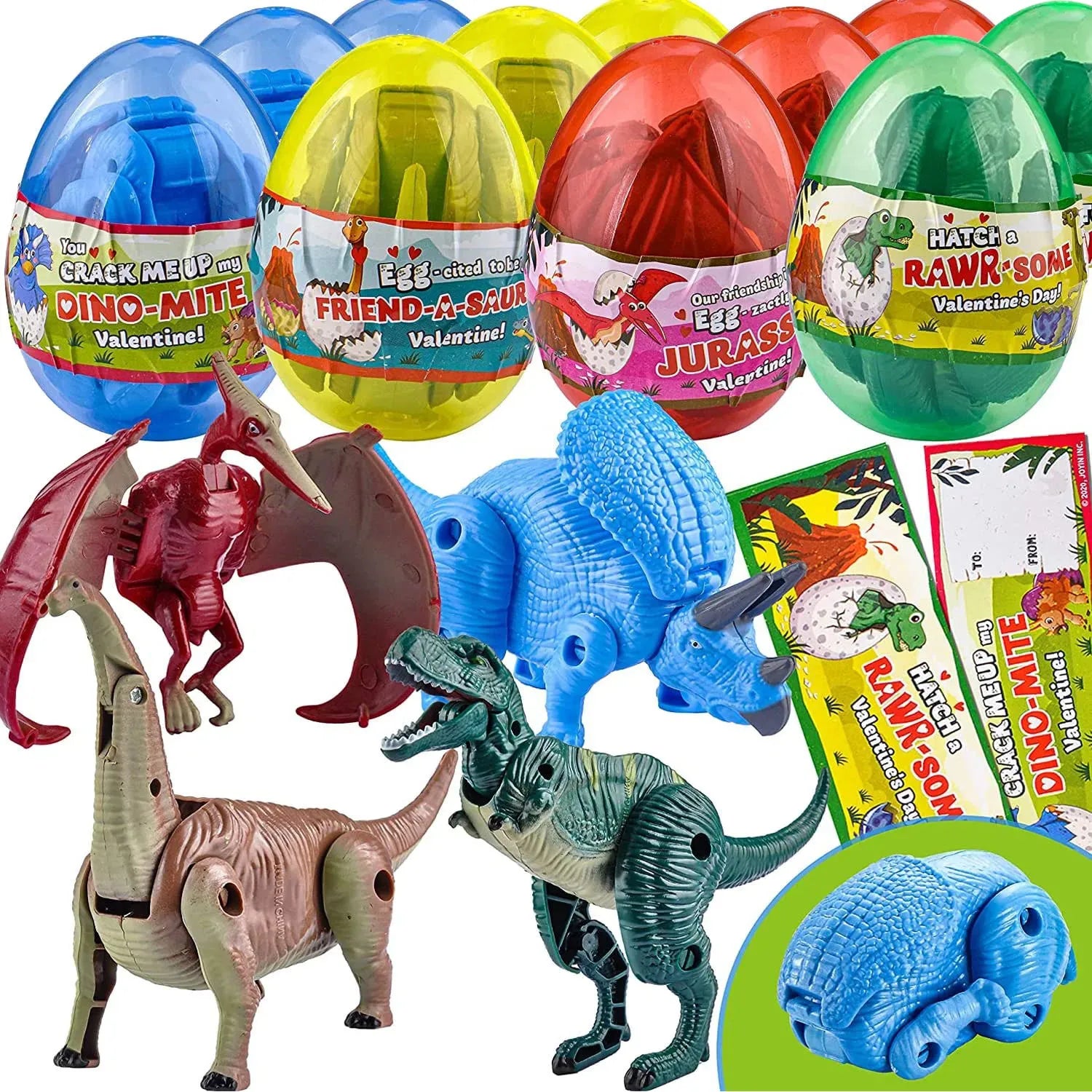 Valentines Day Card With Transforming Dinosaur Toys In Egg (12 Pack ...