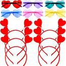 12Pcs Valentines Day Heart Headband and Glasses-Classroom Exchange Gifts