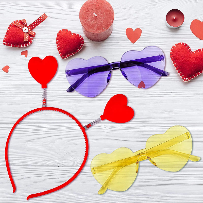 12Pcs Valentines Day Heart Headband and Glasses-Classroom Exchange Gifts