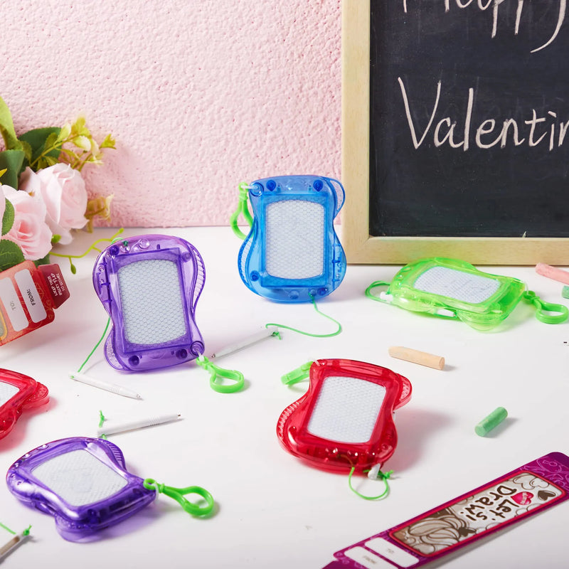 12Pcs Valentines Day Mini Magnetic Drawing Boards with Heart Boxes