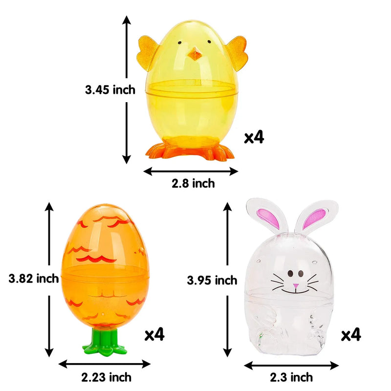 12Pcs Bunny Shaped Easter Eggs Shells 3.95in