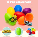 12Pcs Die Cast Cars Prefilled Easter Eggs 3.2in