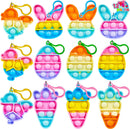 12 Pcs Easter Push Bubble Keychain