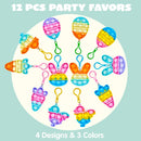 12 Pcs Easter Push Bubble Keychain