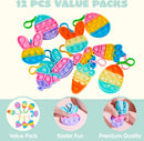 12 Pcs Easter Push Bubble Keychain