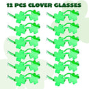 12Pcs Shamrock Glasses Four Leaf Clover Design