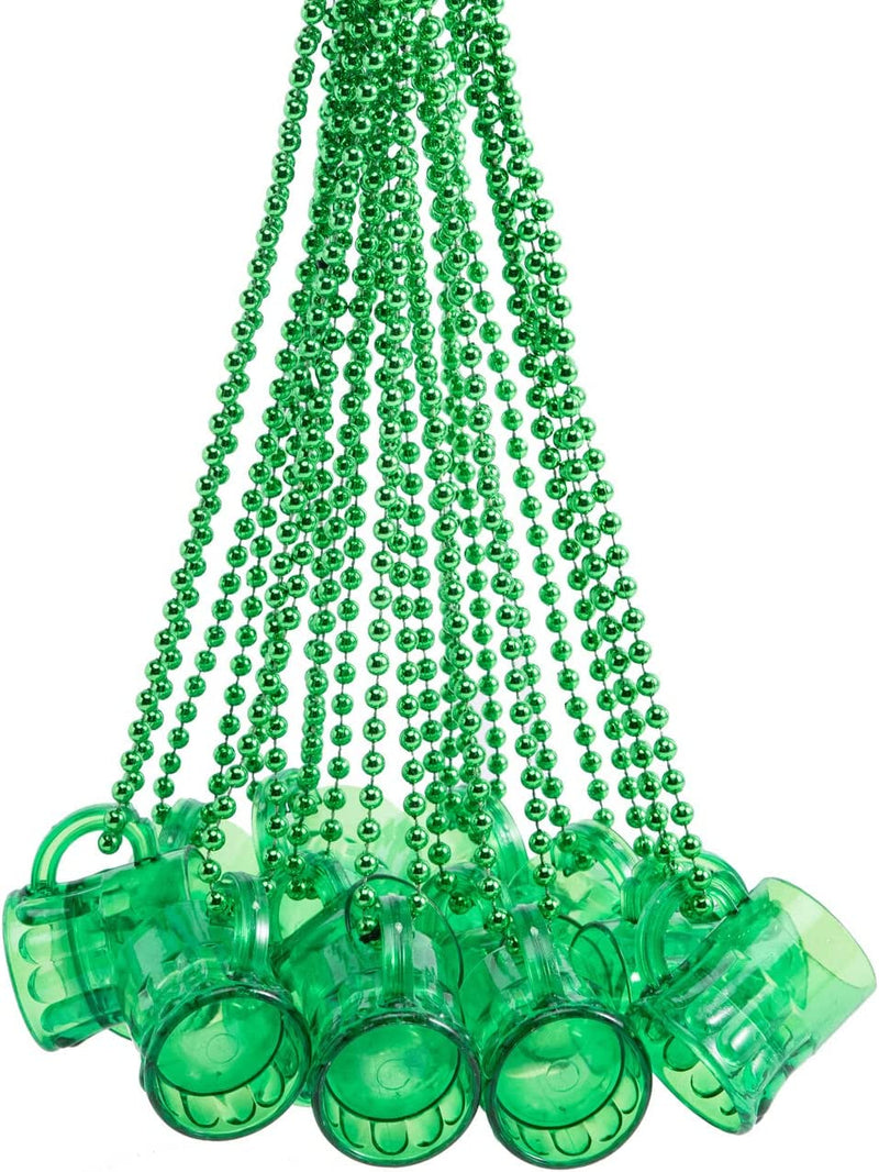 12Pcs St Patrick's Green Mug Bead Necklaces