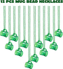 12Pcs St Patrick's Green Mug Bead Necklaces