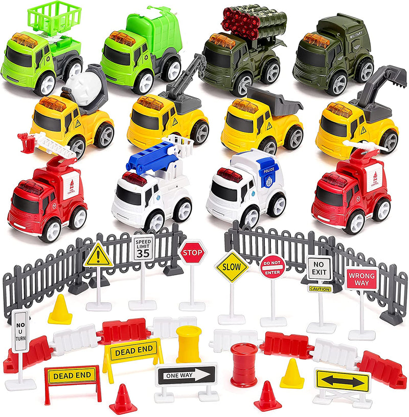 12 Piece Diecast Friction Powered City Hero Play