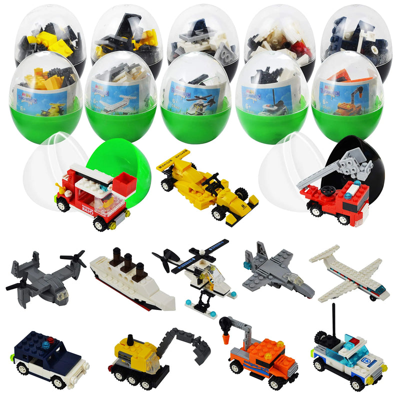 12Pcs Building Block Vehicles Prefilled Easter Eggs