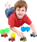 12Pcs 3.8in Monster Pullback Cars Prefilled Easter Eggs