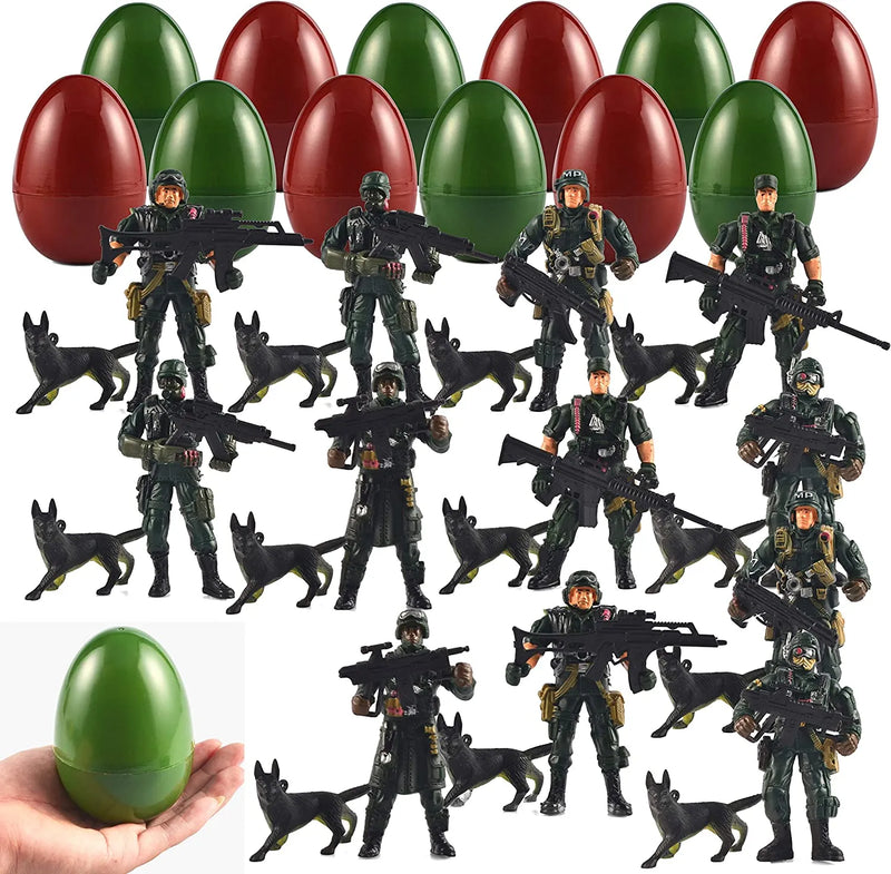 12Pcs Poseable Soldier Toys Prefilled Easter Eggs 4.1in
