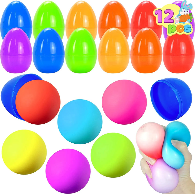 12Pcs Squishy Sticky Balls Prefilled Easter Eggs 3.3in