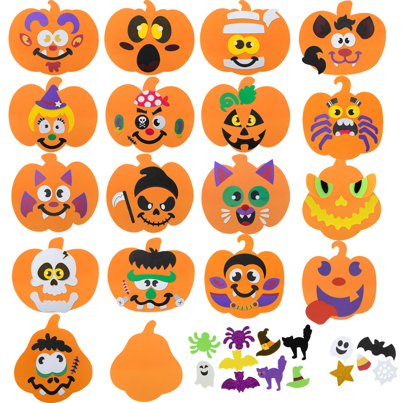 Halloween Foam Pumpkin Craft Kits, 18 Pack