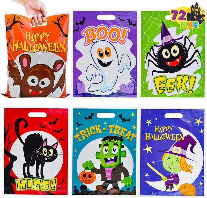 6 Characters  Halloween Plastic Goodie Bags, 72 Pcs