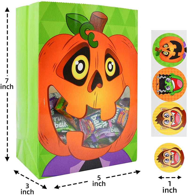 See-Through Trick or Treat Bags with Stickers, 60 Pcs