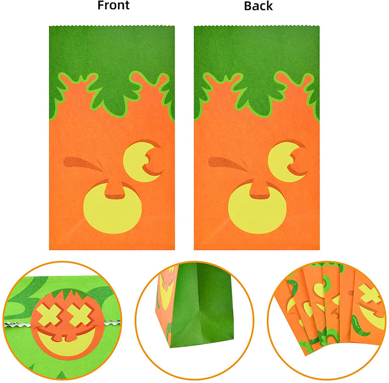 Pumpkin Face Halloween Goodie Bags with Stickers, 72 Pcs