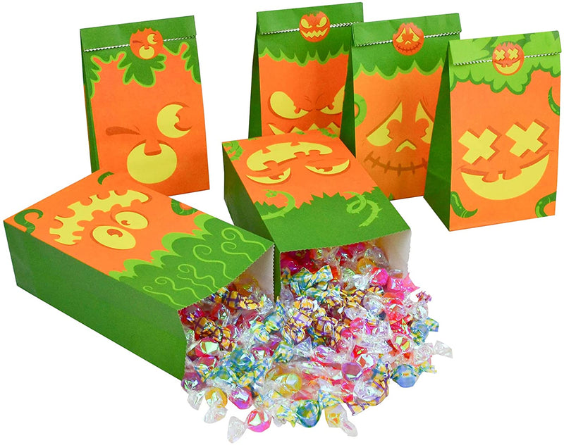 Pumpkin Face Halloween Goodie Bags with Stickers, 72 Pcs