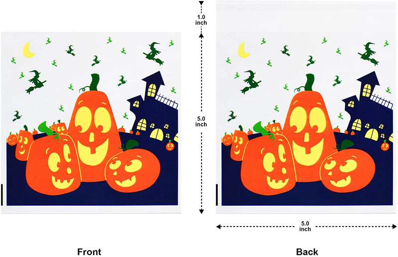 Halloween Clear Self-adhesive Candy Bags, 150 Pcs