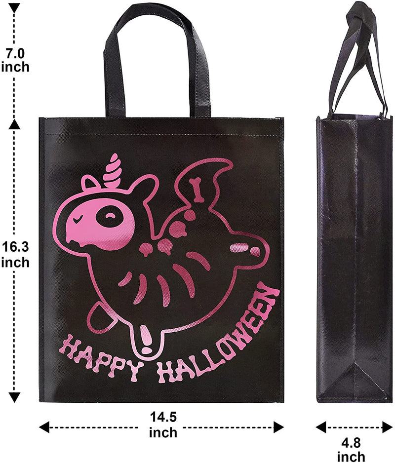 Halloween Tote Bags with Shining Skeleton Designs, 12 Pcs