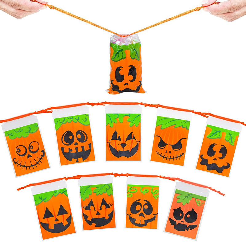 Orange Candy Bags with Pumpkin Face Designs, 108 Pcs