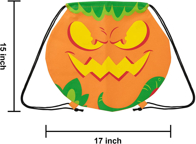 6 Pcs Halloween Drawstring Pumpkin Backpack, Burlap