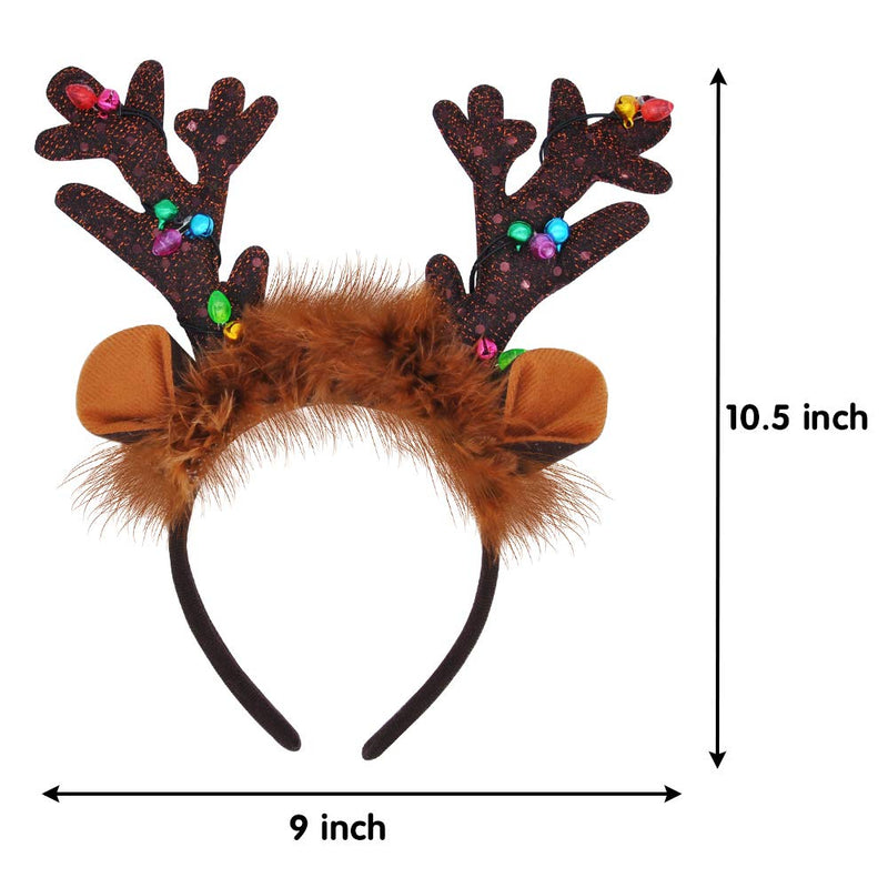 2 Piece Light-Up Reindeer Headbands