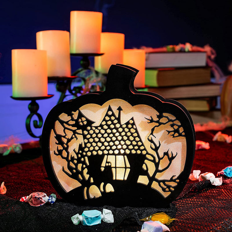 Lighted Pumpkin Shadow Box (Spooky residence)