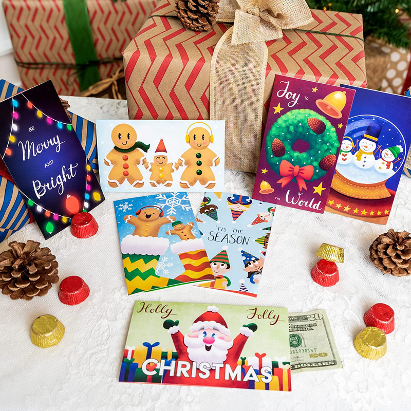 Christmas Colored Print Gift Card with Envelopes, 48 pcs