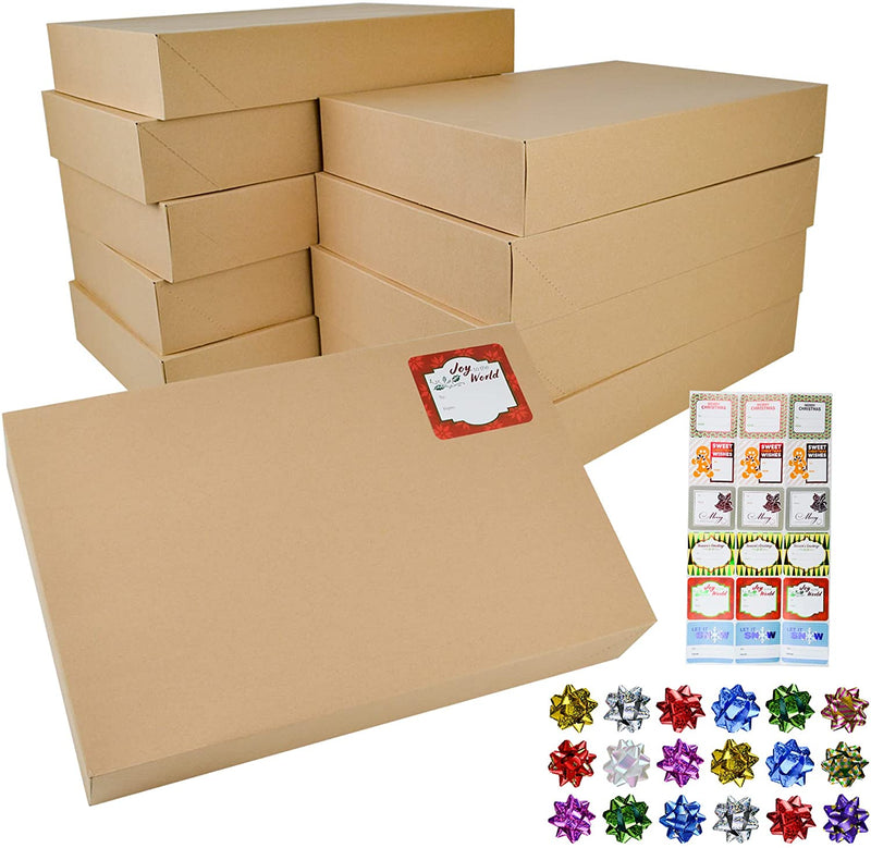 Kraft Gift Box with Vintage Style Stickers, 18 Pcs