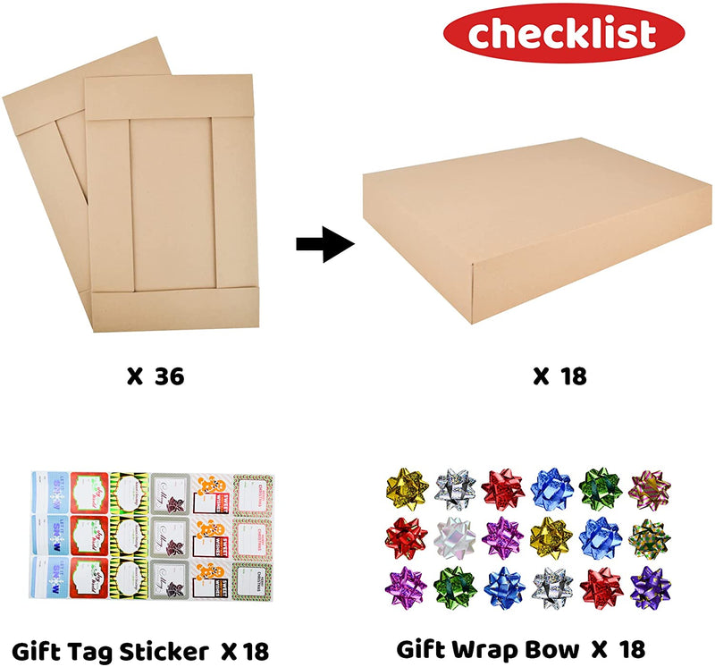 Kraft Gift Box with Vintage Style Stickers, 18 Pcs