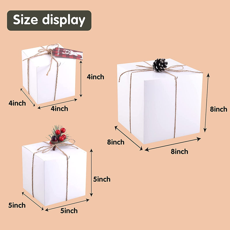 Assorted 3-D White paper Box with Twines Grass, 30 Pcs