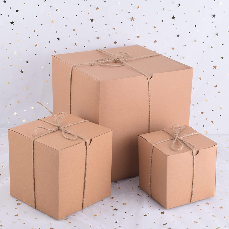 Assorted Kraft paper Set of Boxes with Twines Grass 3 Size Twines Grass, 30 Pcs