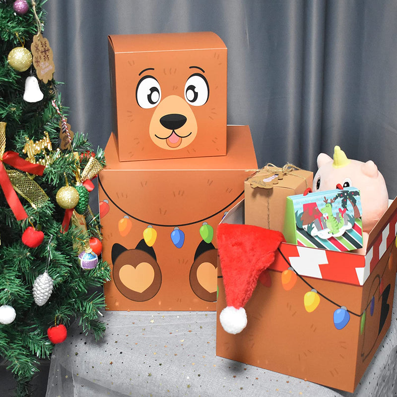 4 Christmas Characters Style Stacking Nesting Box Set, 12 Pcs