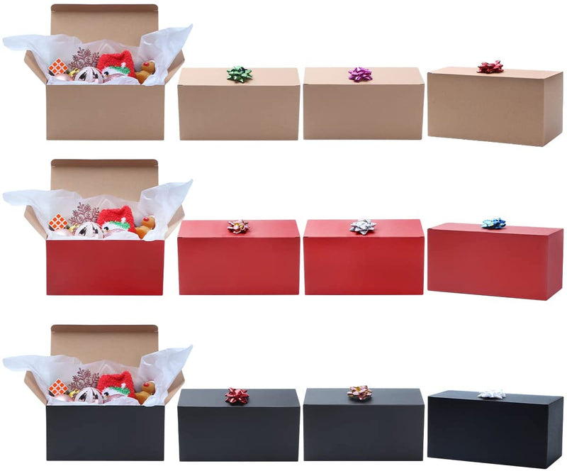 Colored Giftbox with Pull Bows and Tissue Paper, 12 pcs