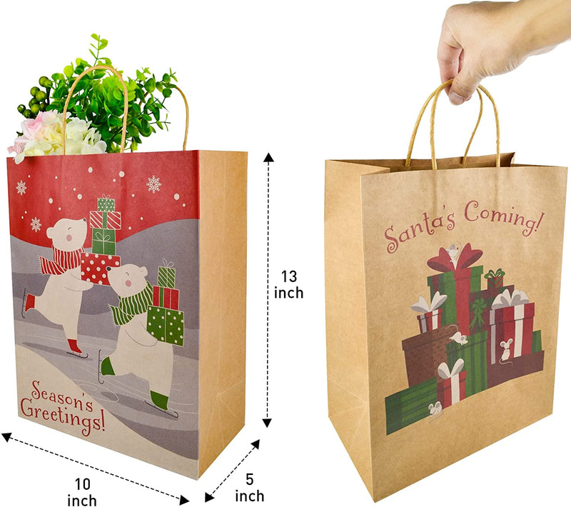 8 Christmas Designed Colorful Gift Bag with Drawstring, 24 pcs