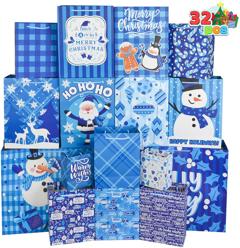 Blue Christmas Gift Bag, 32 Pcs