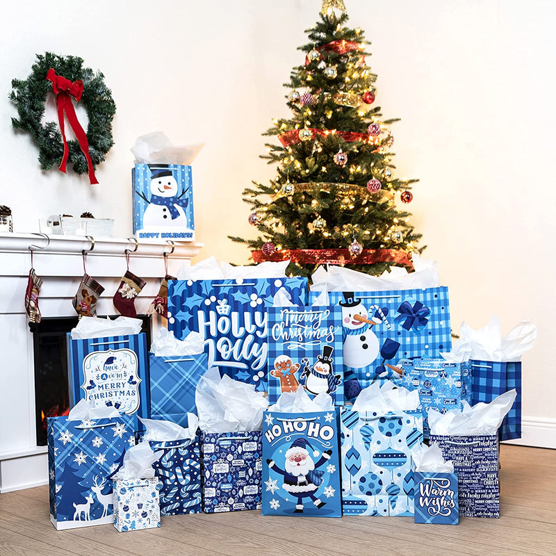 Blue Christmas Gift Bag, 32 Pcs