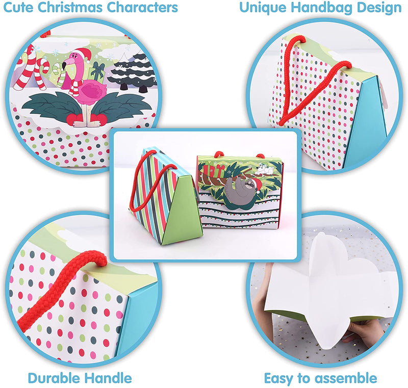 6 Designs Drawstring Christmas Treat Set of Boxes, 12 Pcs