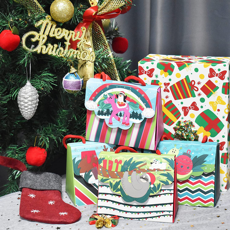 6 Designs Drawstring Christmas Treat Set of Boxes, 12 Pcs