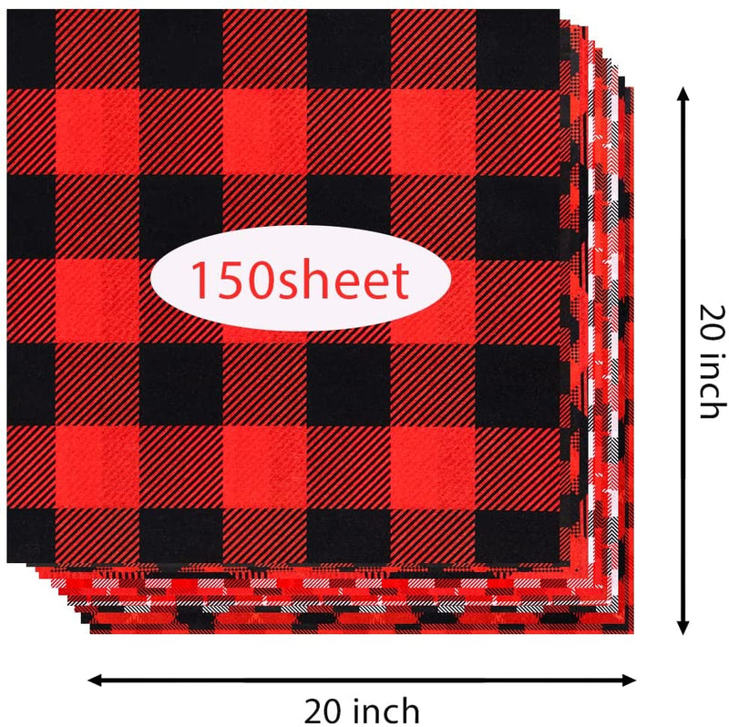 Plaid Christmas Wrapping Tissue Paper, 150 Sheets
