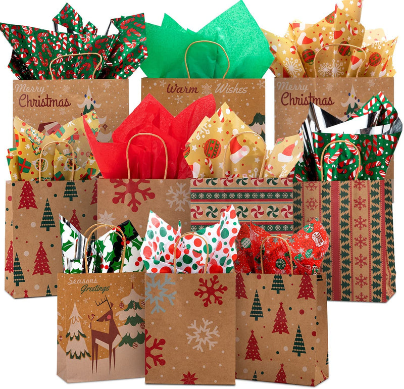 Holiday and Solid Kraft Tissue Paper Assortment, 150 Sheets