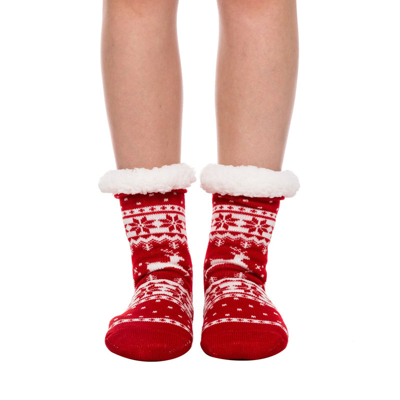 Christmas Fuzzy Ripple Slipper Socks, 2 Pack