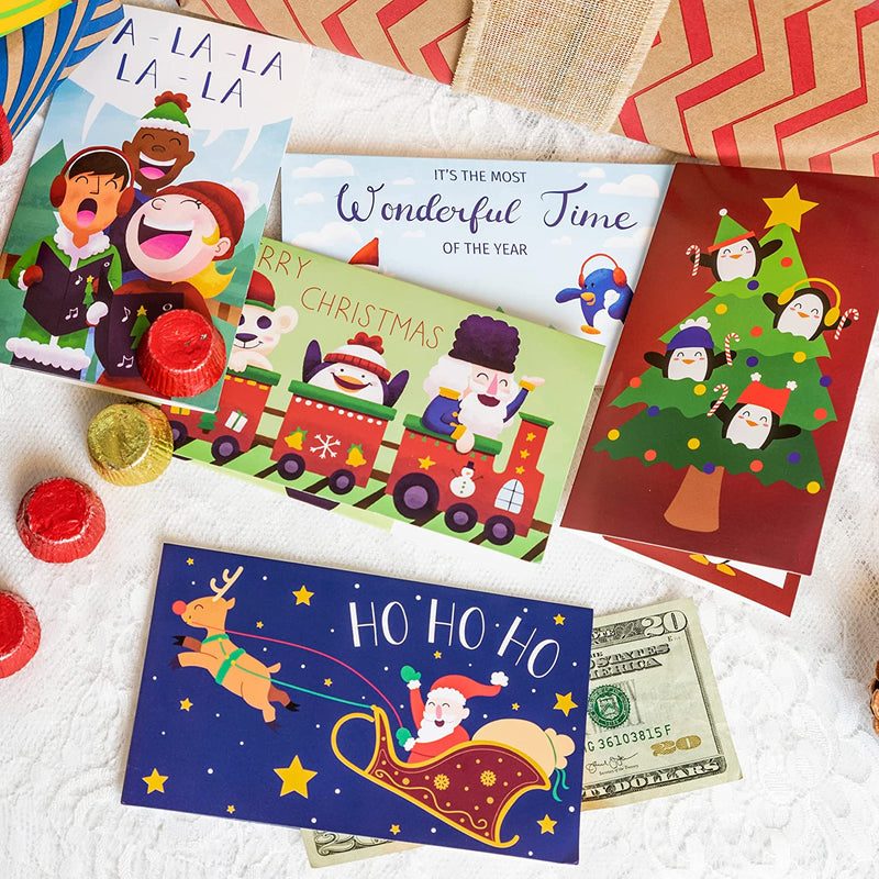 Christmas Colored Print Bear Gift Card Holder with envelopes, 48 Pcs